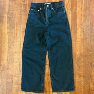 Madewell Slim Wide Leg Crop Preppy Baggy Black Denim Jeans 24
